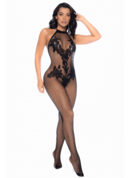 Combinaison en résille noir - MAL1116BLK